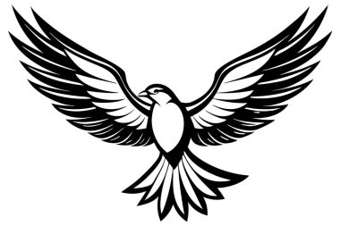 Stylized Flying Bird Illustration Highlighting Freedom and Grace clipart