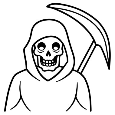 Black and White Grim Reaper Drawing clipart