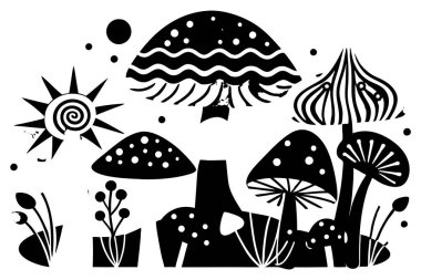 Artistic Colorful Mushroom Illustration clipart