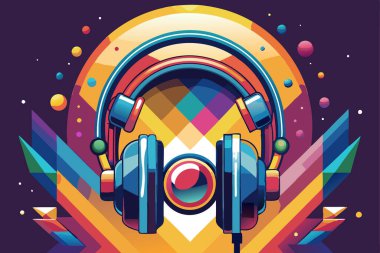 Digital Cartoon Style Headphone clipart