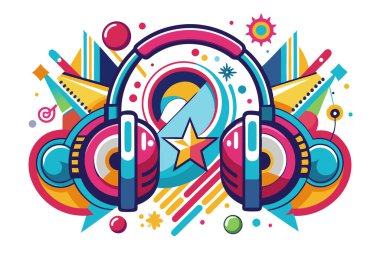 Digital Cartoon Style Headphone clipart