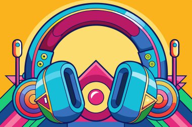 Digital Cartoon Style Headphone clipart