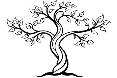 Twisted Tree Art with Visible Roots and Branches clipart