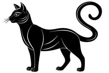 Sarmal Kuyruklu Kedi 'nin Siyah Silüeti