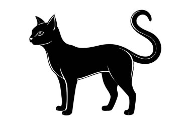 Black Silhouette of Cat with Spiral Tail clipart