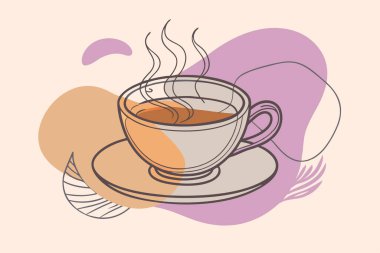 Cartoon Coffee Cup Illustration with Flowing Liquid Design clipart