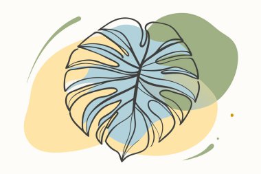 Watercolor Monstera Leaf Illustration with Tropical Vibes clipart