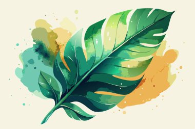 Watercolor Monstera Leaf Illustration with Tropical Vibes clipart