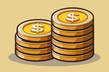 Minimalist Coin Stack Vector Symbolizing Wealth and Finance clipart