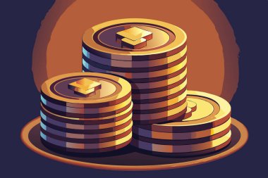 Minimalist Coin Stack Vector Symbolizing Wealth and Finance clipart