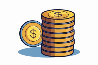 Minimalist Coin Stack Vector Symbolizing Wealth and Finance clipart