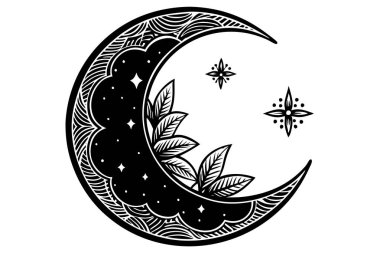 Gece Gökyüzünde Barışçıl Ay ve Bulut Tasarımı