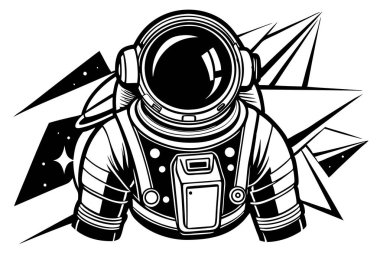 Geometrik Uzay Tasarımlı Çizgi Film Astronotu