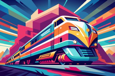 Canlı Renklerle Modern Yüksek Hızlı Tren İllüstrasyonu