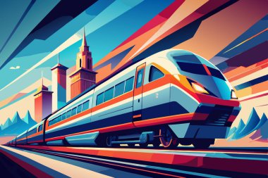 Canlı Renklerle Modern Yüksek Hızlı Tren İllüstrasyonu