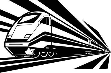 Canlı Renklerle Modern Yüksek Hızlı Tren İllüstrasyonu