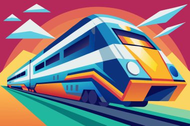 Canlı Renklerle Modern Yüksek Hızlı Tren İllüstrasyonu