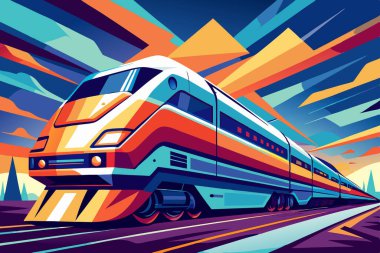 Canlı Renklerle Modern Yüksek Hızlı Tren İllüstrasyonu