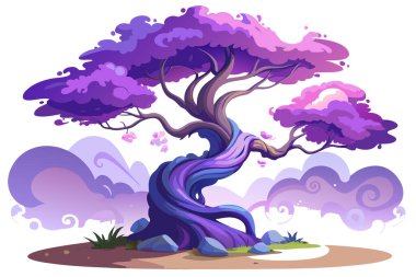 Lush Hills ve Twisting Majestic Tree 'nin Tuhaf Manzarası