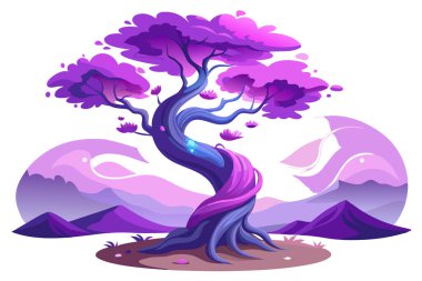 Lush Hills ve Twisting Majestic Tree 'nin Tuhaf Manzarası