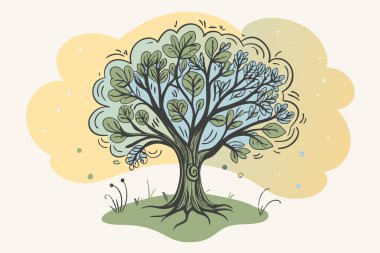 Lush Hills ve Twisting Majestic Tree 'nin Tuhaf Manzarası