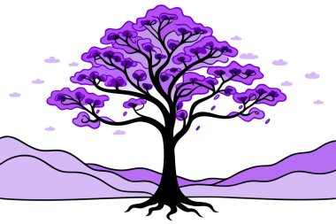 Lush Hills ve Twisting Majestic Tree 'nin Tuhaf Manzarası