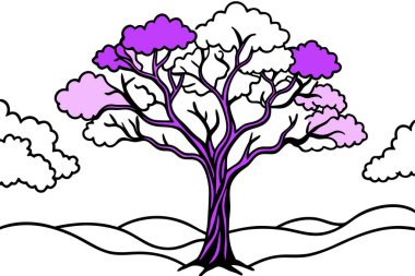 Lush Hills ve Twisting Majestic Tree 'nin Tuhaf Manzarası