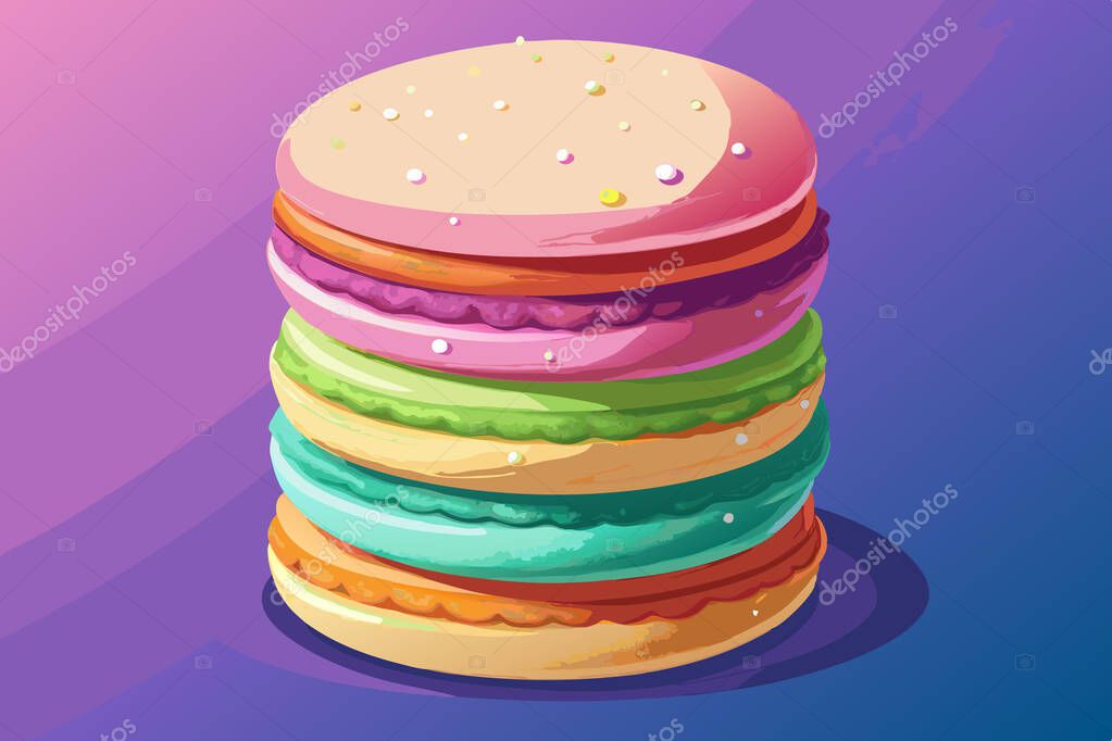 Charming Stack of Macarons Digital Art for Confectionery Themes
