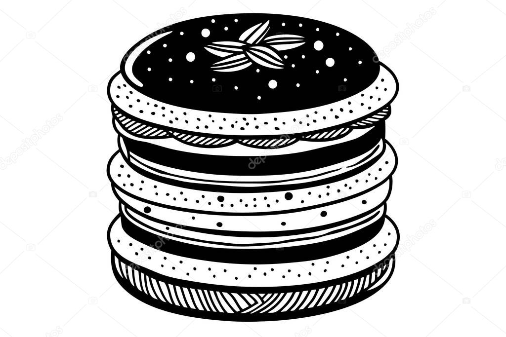 Charming Stack of Macarons Digital Art for Confectionery Themes