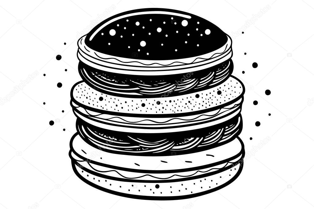 Charming Stack of Macarons Digital Art for Confectionery Themes
