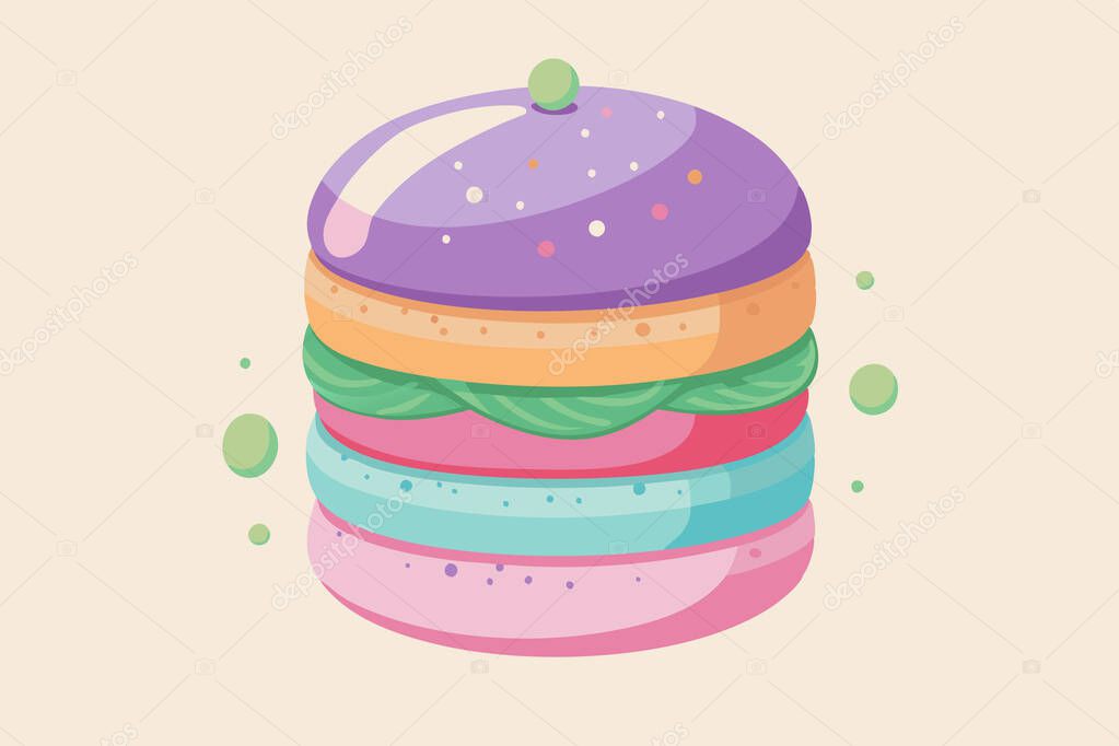 Charming Stack of Macarons Digital Art for Confectionery Themes