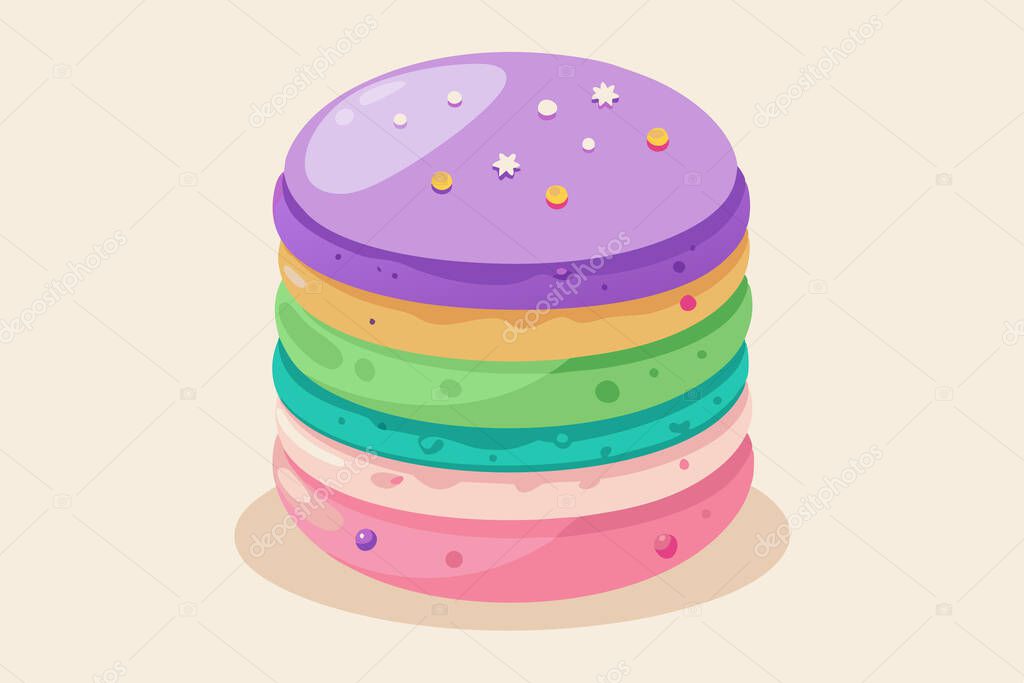 Charming Stack of Macarons Digital Art for Confectionery Themes