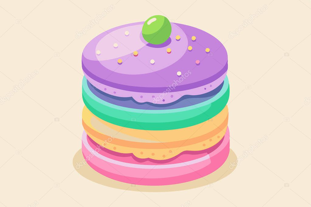 Charming Stack of Macarons Digital Art for Confectionery Themes