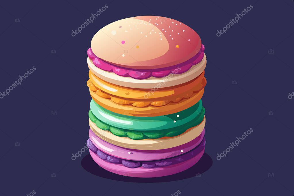 Charming Stack of Macarons Digital Art for Confectionery Themes