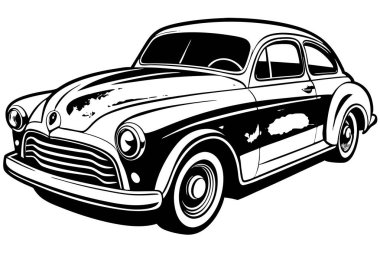 Eşsiz Tekerlekleri ve Izgara Tasarımı olan Retro Car