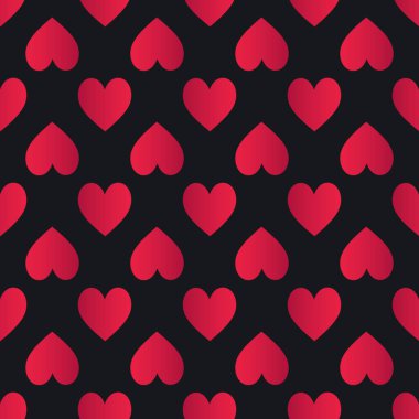 Koyu arkaplanda kırmızı kalpler olan pürüzsüz bir kalıp.