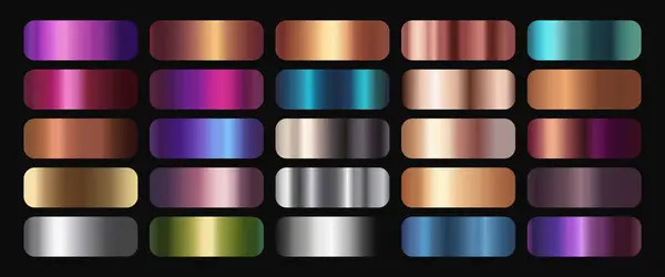 Metalik parlak eğimler ayarlandı. Çok renkli metalik eğimlerin koleksiyonu.