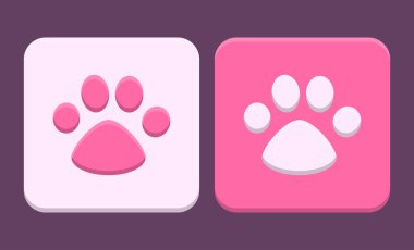 Kedi pençesi pembe uygulama simgeleri. Kedi pençesi uygulama simgeleri.