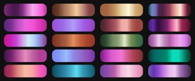 Çok renkli metalik eğimlerin koleksiyonu.