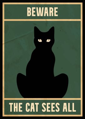 Eski tarz, desenli kedi posteri.