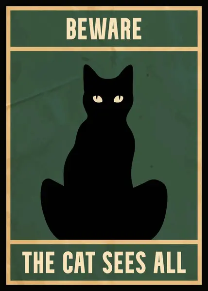 Eski tarz, desenli kedi posteri.