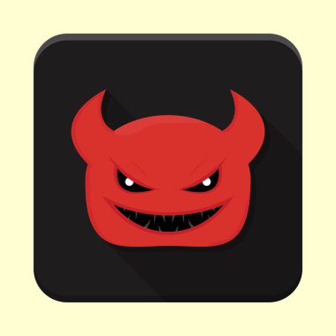 Kırmızı şeytan suratlı uygulama simgesi. Şirin küçük şeytan uygulama simgesi