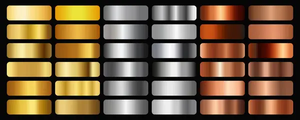 Altın, bronz ve gümüş rengi. Metal gradyan koleksiyonu