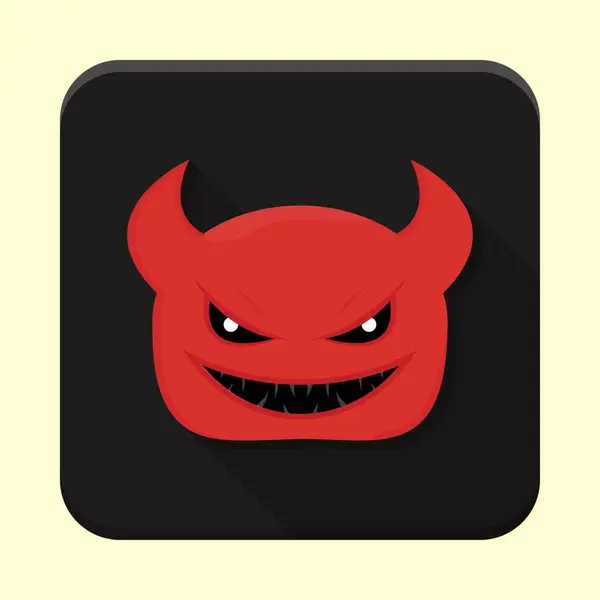 Kırmızı şeytan suratlı uygulama simgesi. Şirin küçük şeytan uygulama simgesi
