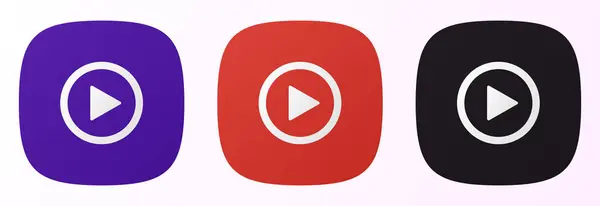 Mavi Kırmızı ve Siyah video uygulama simgeleri. Oyuncu simgeleri