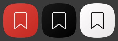 Kırmızı, siyah ve beyaz yer imi uygulama simgeleri. Yer imi simgeleri ayarlandı