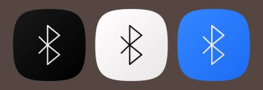 Black white and blue bluetooth app icons. Bluetooth icon set