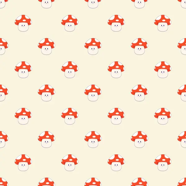 Mutlu ve üzgün kırmızı kawaii mantarları pürüzsüz desen. Kawaii şirin mantar deseni. Bebek kıyafetleri