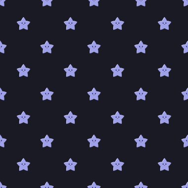 Kawaii yıldızları gece kusursuz desen. Kawaii sevimli yıldızlar karanlık desen. Bebek kıyafetleri