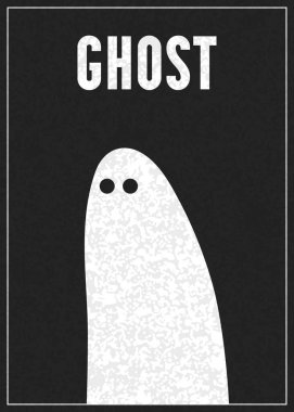 Siyah beyaz desenli minimalist hayalet posteri.